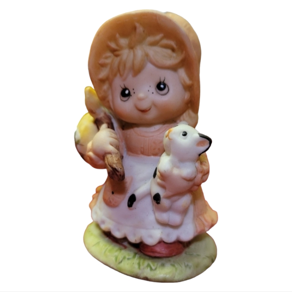 Vtg Homco Figurine Porcelain Hobo Girl Kitten Patches Bonnet